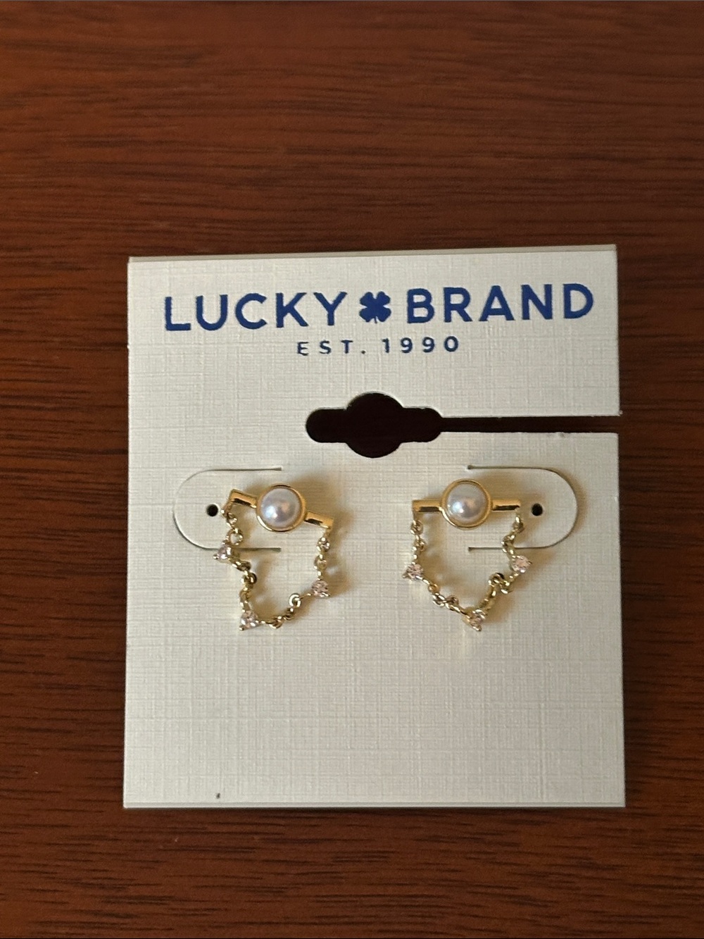 Lucky Brand Gold-tone Heart Hoop Earrings with Pearl Accent
